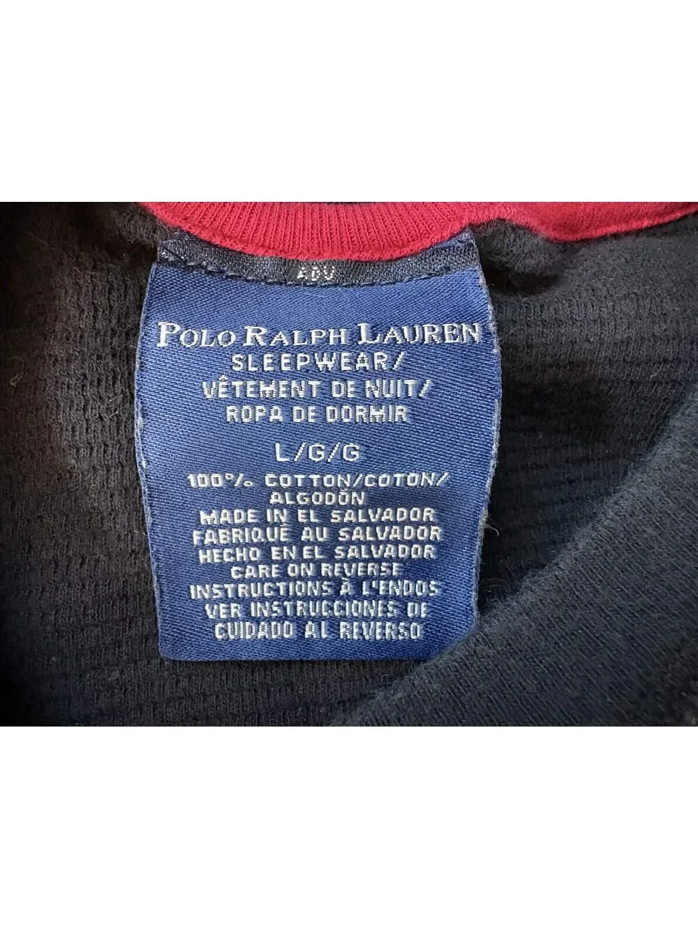 Polo Ralph Lauren Men's Sleepwear Long Sleeve Shirt Black Cotton Large